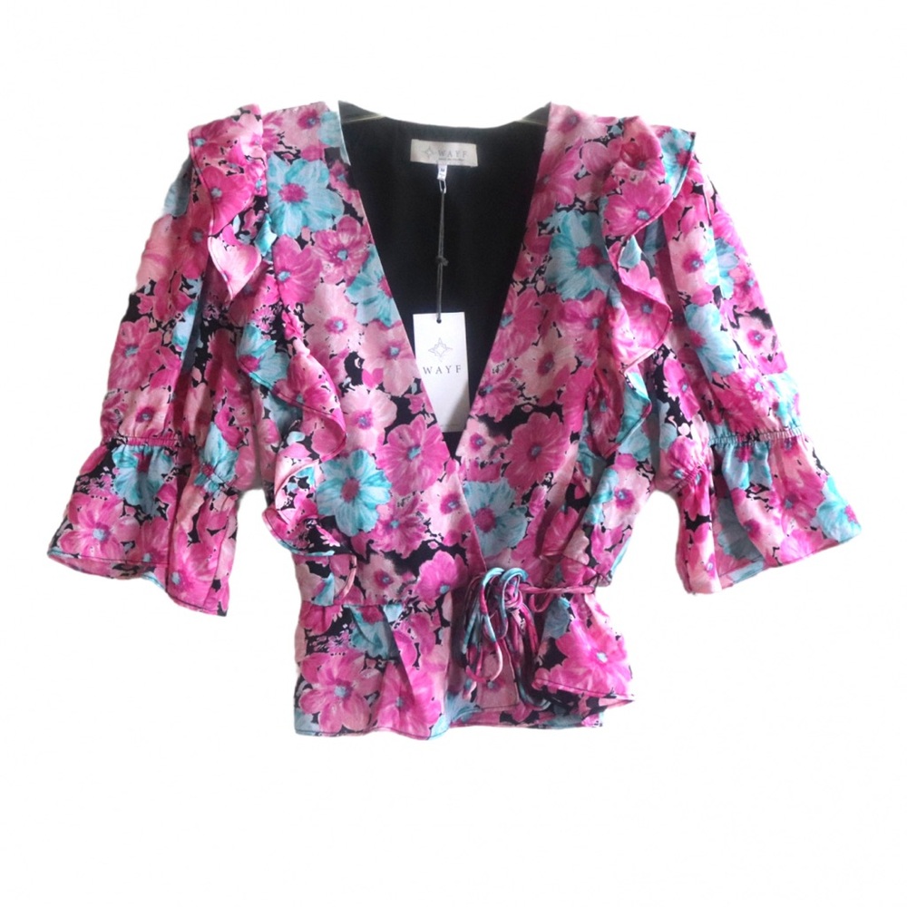 Wayf Floral Wrap Blouse, Sz Small